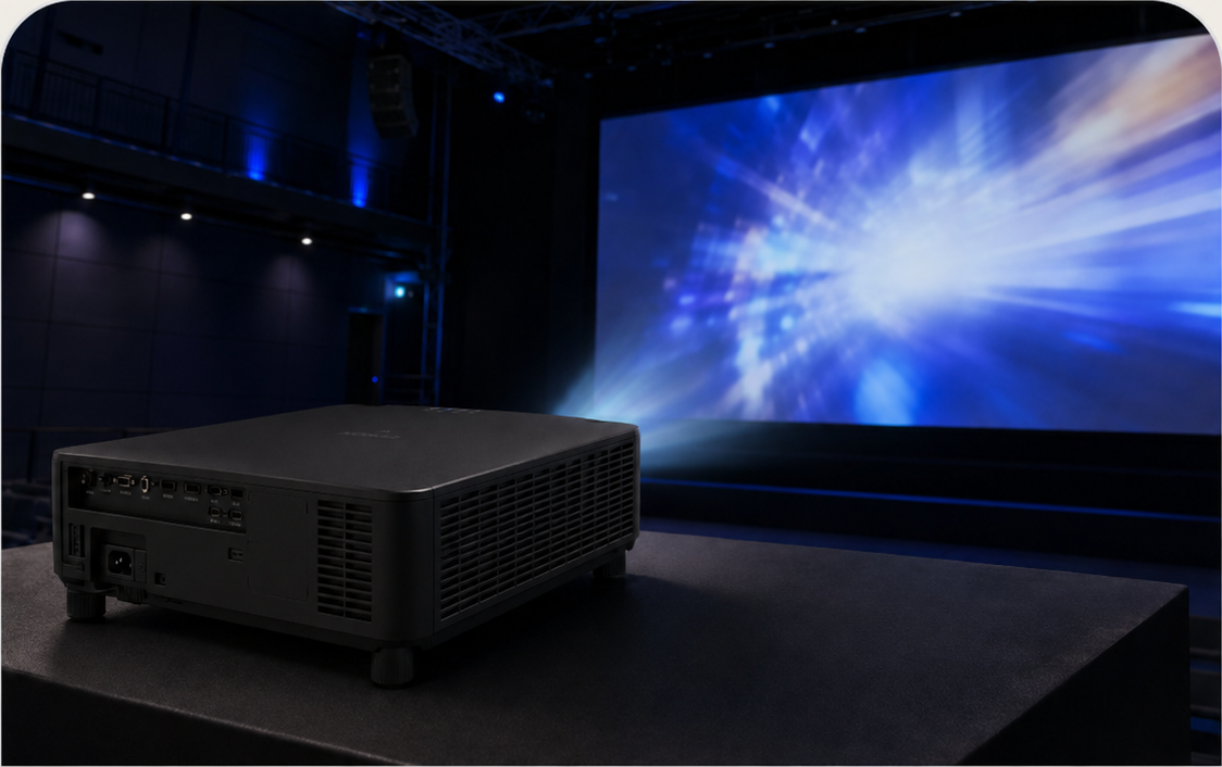 Epson high-brightness laser projector in a privacy-safe professional auditorium